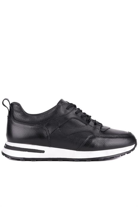 Shoetyle - Siyah Hakiki Deri Bağcıklı Erkek Sneaker 115-K511