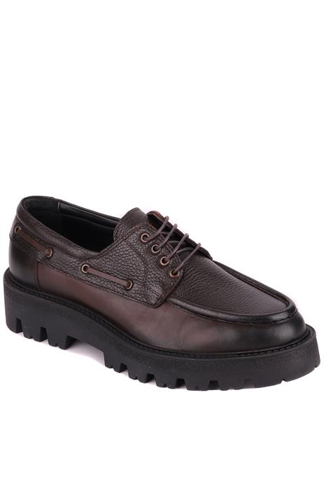 Shoetyle - Kahverengi Hakiki Deri Bağcıklı Erkek Günlük Ayakkabı 115-K512