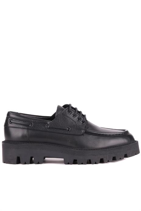 Shoetyle - Siyah Hakiki Deri Bağcıklı Erkek Günlük Ayakkabı 115-K512