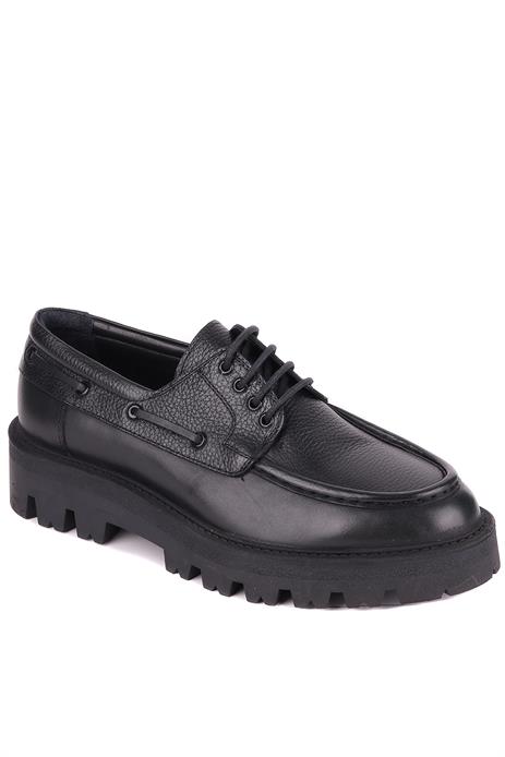 Shoetyle - Siyah Hakiki Deri Bağcıklı Erkek Günlük Ayakkabı 115-K512
