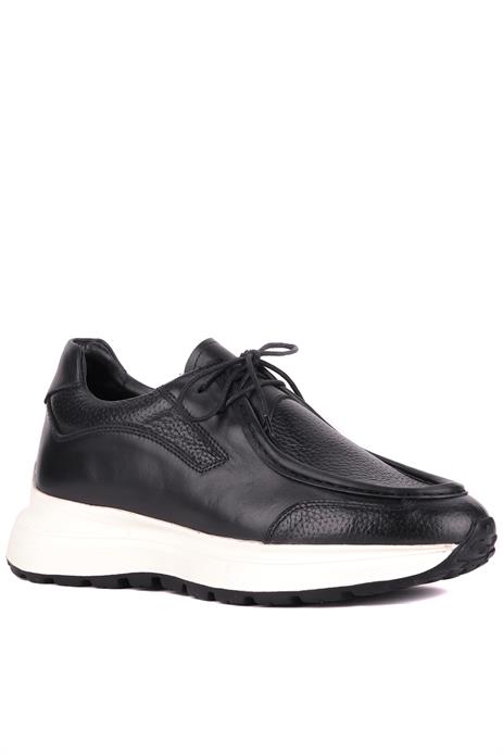 Shoetyle - Siyah Hakiki Deri Bağcıklı Erkek Günlük Ayakkabı 115-K525