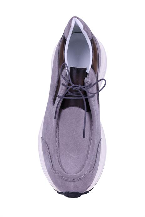 Shoetyle - Gri Hakiki Süet Deri Bağcıklı Erkek Günlük Ayakkabı 115-K525