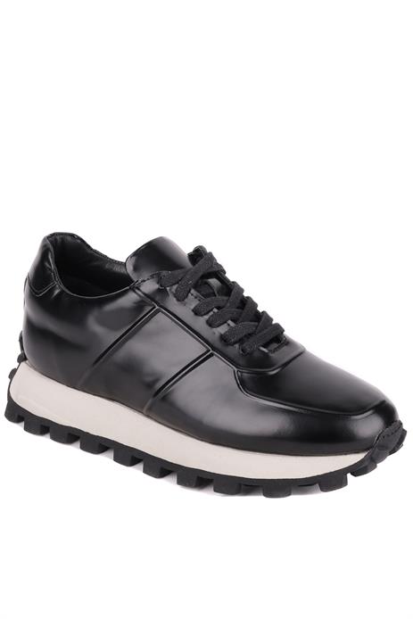 Shoetyle - Siyah Hakiki Açma Deri Bağcıklı Erkek Sneaker 115-K556