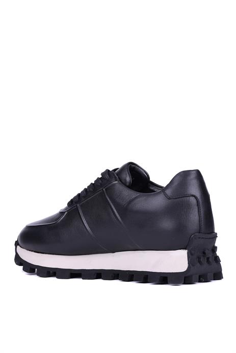 Shoetyle - Siyah Hakiki Deri Bağcıklı Erkek Sneaker 115-K556