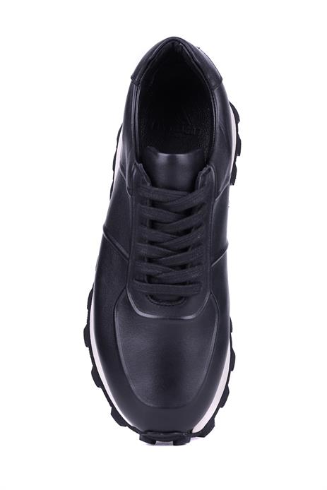 Shoetyle - Siyah Hakiki Deri Bağcıklı Erkek Sneaker 115-K556