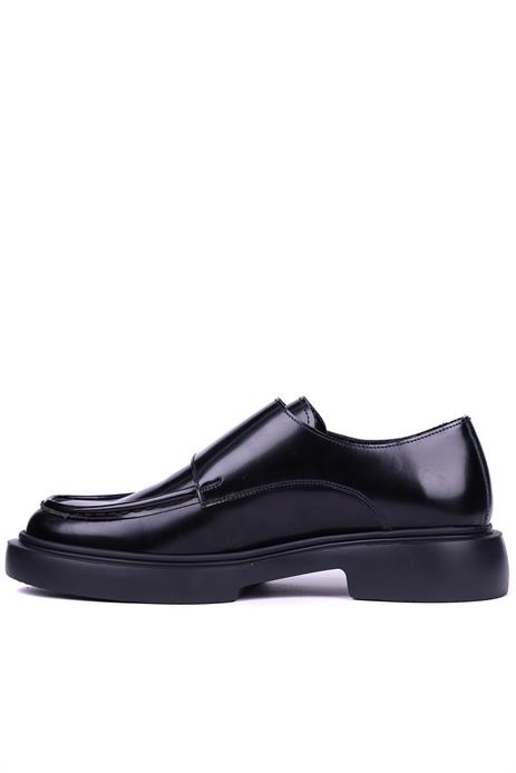 Shoetyle - Siyah Hakiki Açma Deri Tokalı Erkek Klasik Ayakkabı 115-K575