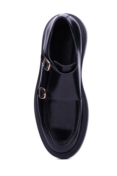 Shoetyle - Siyah Hakiki Açma Deri Tokalı Erkek Klasik Ayakkabı 115-K575