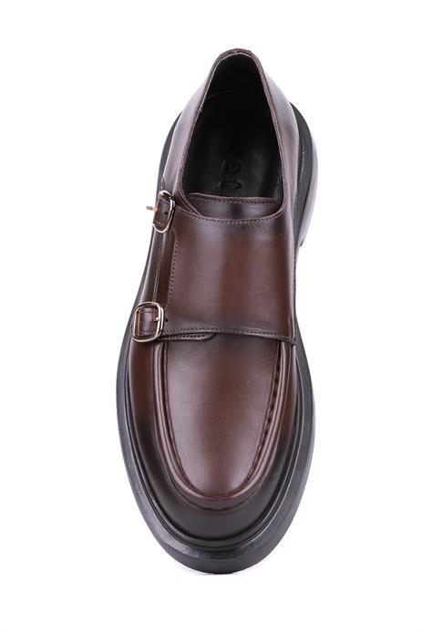 Shoetyle - Kahverengi Hakiki Deri Tokalı Erkek Klasik Ayakkabı 115-K575