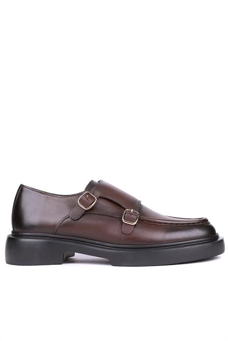 Shoetyle - Kahverengi Hakiki Deri Tokalı Erkek Klasik Ayakkabı 115-K575