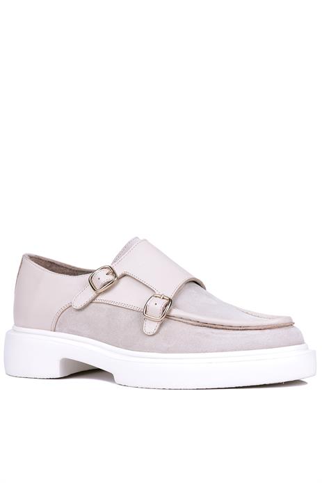 Shoetyle - Bej Hakiki Süet, Deri Tokalı Erkek Klasik Ayakkabı 115-K575