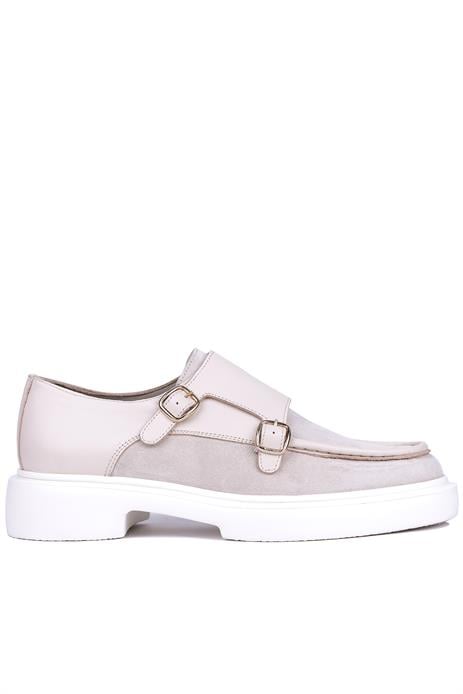 Shoetyle - Bej Hakiki Süet, Deri Tokalı Erkek Klasik Ayakkabı 115-K575