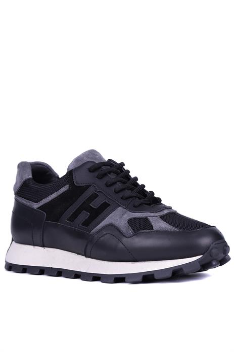 Shoetyle - Siyah Hakiki Deri Bağcıklı Erkek Sneaker 115-K586