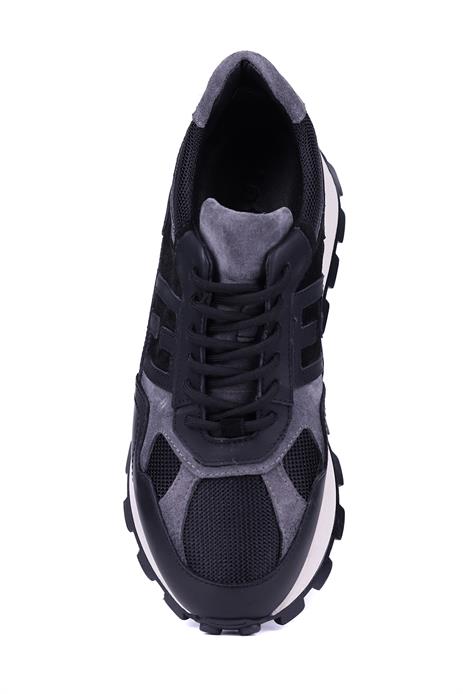 Shoetyle - Siyah Hakiki Deri Bağcıklı Erkek Sneaker 115-K586