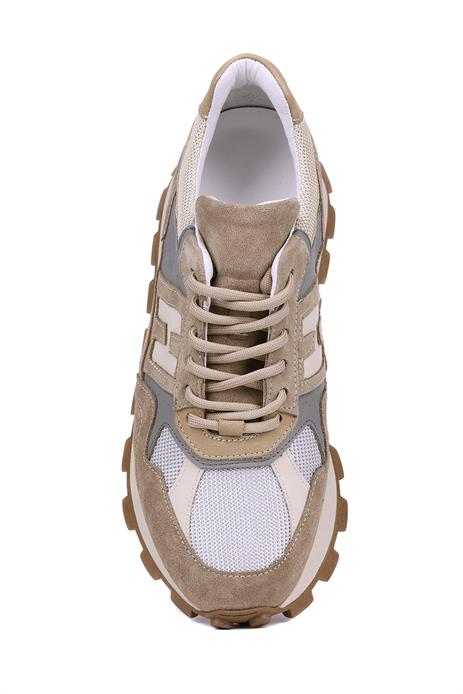 Shoetyle - Bej Hakiki Süet Deri Bağcıklı Erkek Sneaker 115-K586