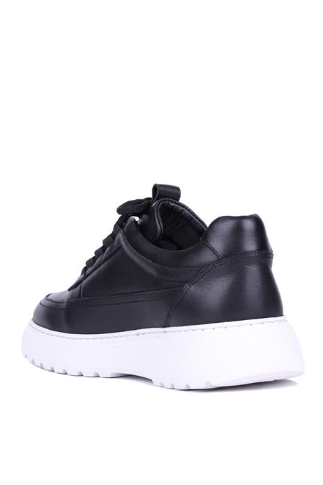 Shoetyle - Siyah Hakiki Deri Bağcıklı Erkek Sneaker 115-K588