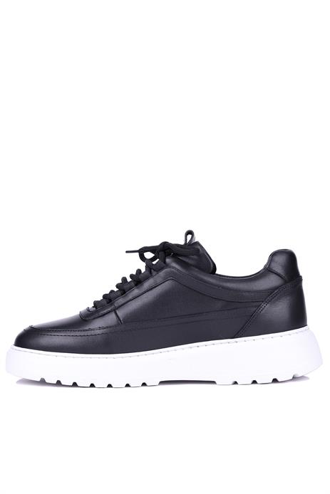 Shoetyle - Siyah Hakiki Deri Bağcıklı Erkek Sneaker 115-K588