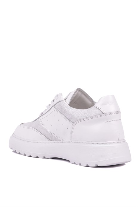 Shoetyle - Hakiki Deri Beyaz Renk Günlük Erkek Sneaker - 115-K643 