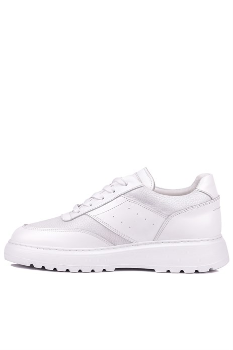 Shoetyle - Hakiki Deri Beyaz Renk Günlük Erkek Sneaker - 115-K643 
