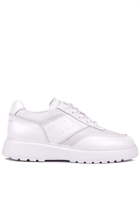 Shoetyle - Hakiki Deri Beyaz Renk Günlük Erkek Sneaker - 115-K643 