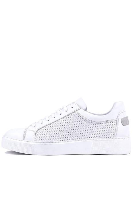 Shoetyle - Hakiki Deri Beyaz Renk Erkek Sneaker - 250-1300