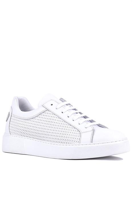 Shoetyle - Hakiki Deri Beyaz Renk Erkek Sneaker - 250-1300