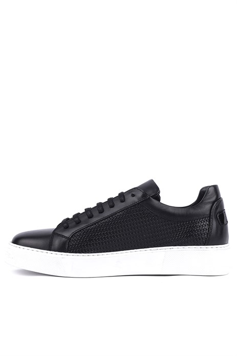 Shoetyle - Hakiki Deri Siyah Renk Erkek Sneaker - 250-1300