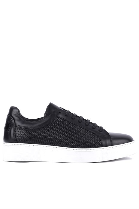 Shoetyle - Hakiki Deri Siyah Renk Erkek Sneaker - 250-1300