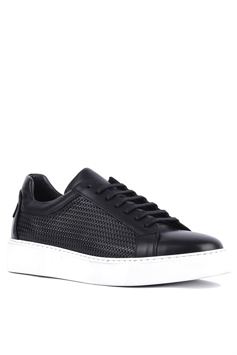 Shoetyle - Hakiki Deri Siyah Renk Erkek Sneaker - 250-1300