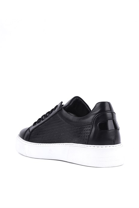 Shoetyle - Hakiki Deri Siyah Renk Erkek Sneaker - 250-1300