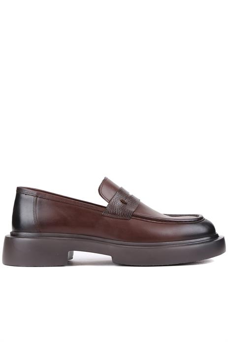 Shoetyle - Kahverengi Deri Bağcıksız Erkek Klasik Ayakkabı 250-2375