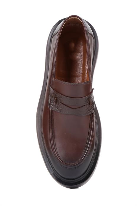 Shoetyle - Kahverengi Deri Bağcıksız Erkek Klasik Ayakkabı 250-2375