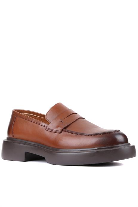 Shoetyle - Taba Deri Bağcıksız Erkek Klasik Ayakkabı 250-2375