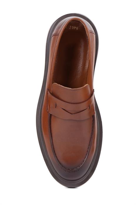 Shoetyle - Taba Deri Bağcıksız Erkek Klasik Ayakkabı 250-2375