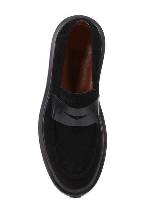 Shoetyle - Siyah Süet Deri Bağcıksız Erkek Klasik Ayakkabı 250-2375