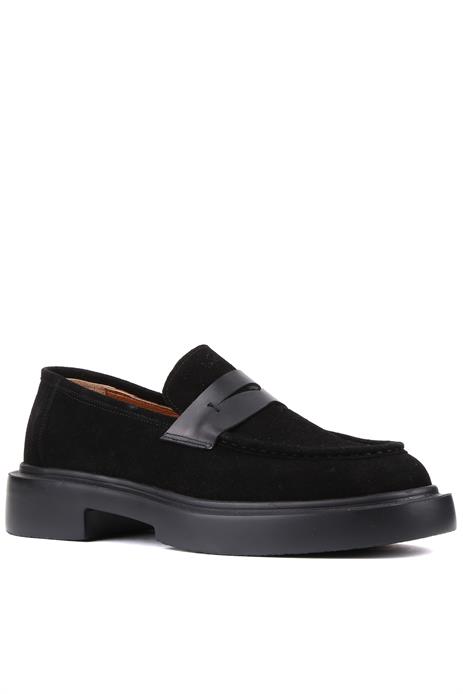 Shoetyle - Siyah Süet Deri Bağcıksız Erkek Klasik Ayakkabı 250-2375