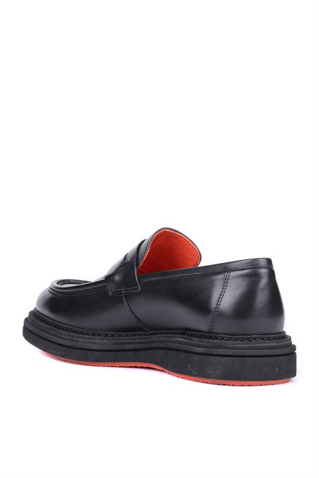 Shoetyle - Siyah Hakiki Deri Bağcıksız Erkek Günlük Ayakkabı 250-2575