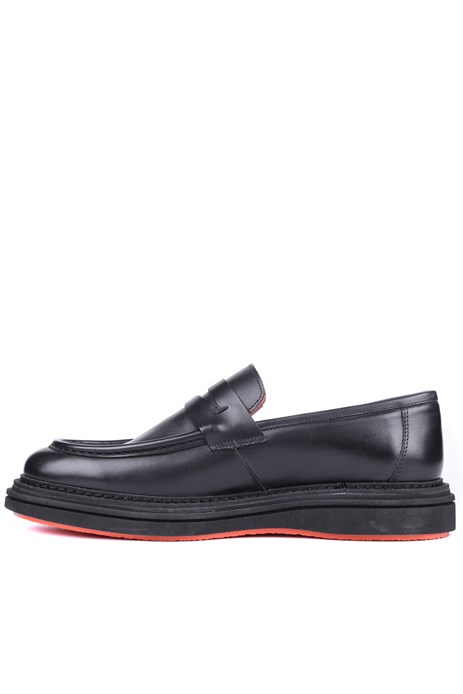 Shoetyle - Siyah Hakiki Deri Bağcıksız Erkek Günlük Ayakkabı 250-2575