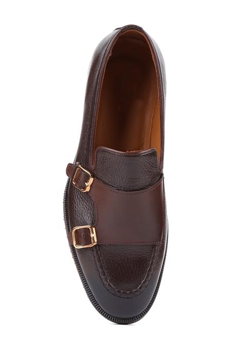 Shoetyle - Kahverengi Deri Tokalı Erkek Klasik Ayakkabı 250-2750