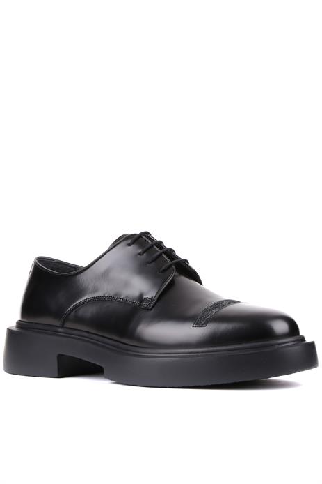 Shoetyle - Siyah Açma Deri Bağcıklı Erkek Klasik Ayakkabı 250-601