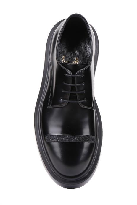 Shoetyle - Siyah Açma Deri Bağcıklı Erkek Klasik Ayakkabı 250-601