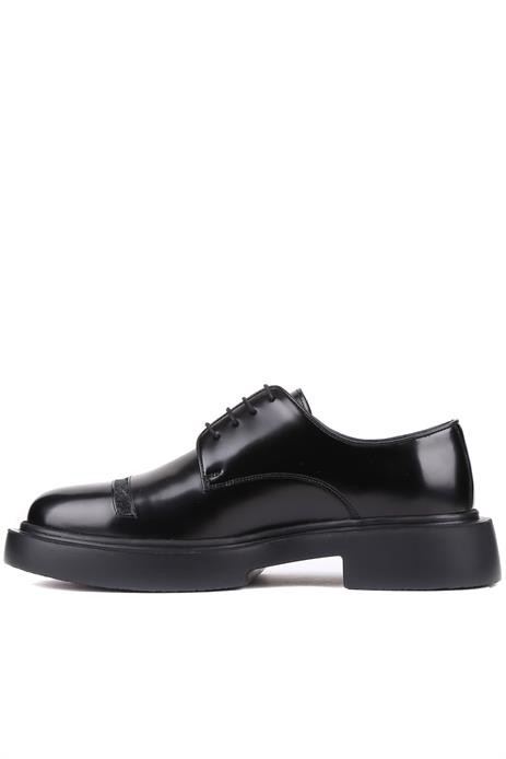 Shoetyle - Siyah Açma Deri Bağcıklı Erkek Klasik Ayakkabı 250-601