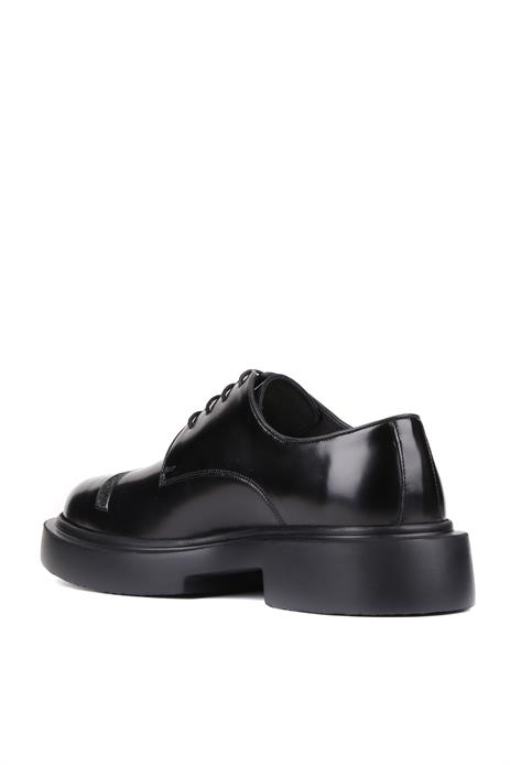 Shoetyle - Siyah Açma Deri Bağcıklı Erkek Klasik Ayakkabı 250-601