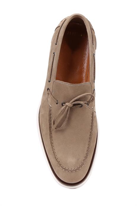 Shoetyle - Bej Nubuk Deri Bağcıklı Erkek Günlük Ayakkabı 250-7512