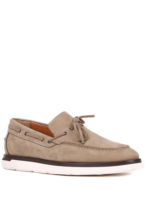 Shoetyle - Bej Nubuk Deri Bağcıklı Erkek Günlük Ayakkabı 250-7512