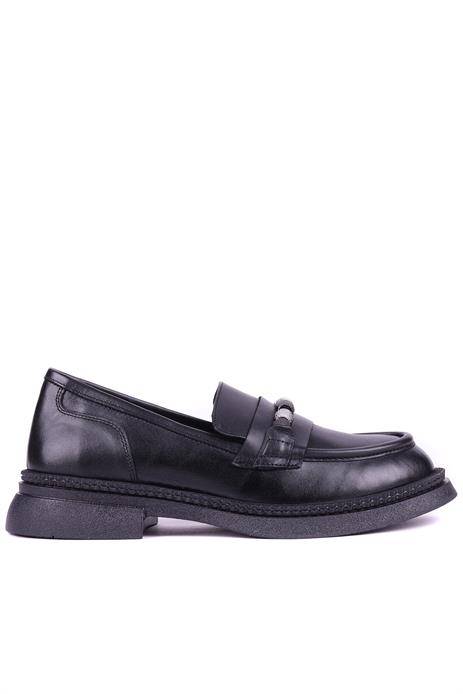 Shoetyle - Hakiki Deri Siyah Renk Kadın Loafer - 25101901