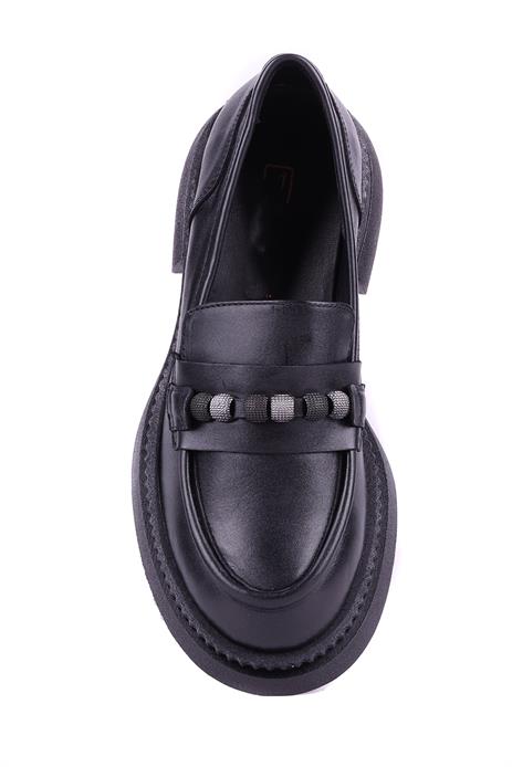 Shoetyle - Hakiki Deri Siyah Renk Kadın Loafer - 25101901