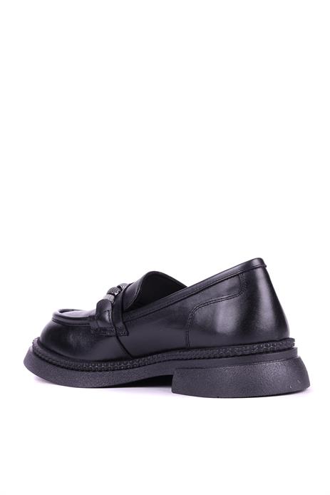 Shoetyle - Hakiki Deri Siyah Renk Kadın Loafer - 25101901