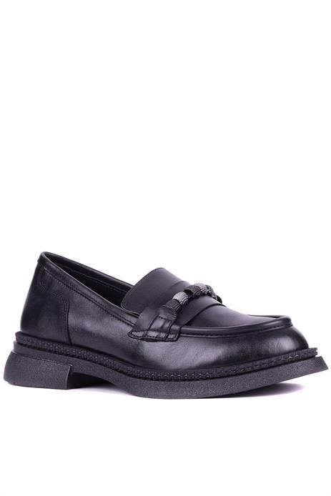 Shoetyle - Hakiki Deri Siyah Renk Kadın Loafer - 25101901