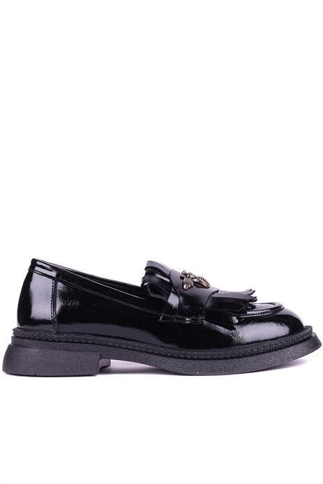 Shoetyle - Hakiki Rugan Deri Siyah Renk Kadın Loafer - 25101904