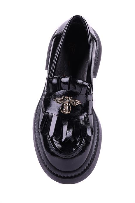 Shoetyle - Hakiki Rugan Deri Siyah Renk Kadın Loafer - 25101904